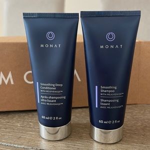 Monat travel size smoothing shampoo and deep conditioner